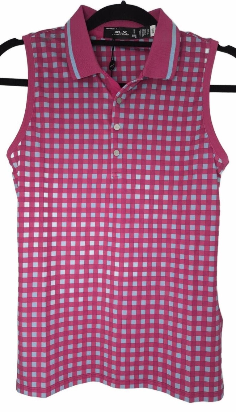 RLX Ralph Lauren Pink Multi Checkered Sleeveless Polo XS